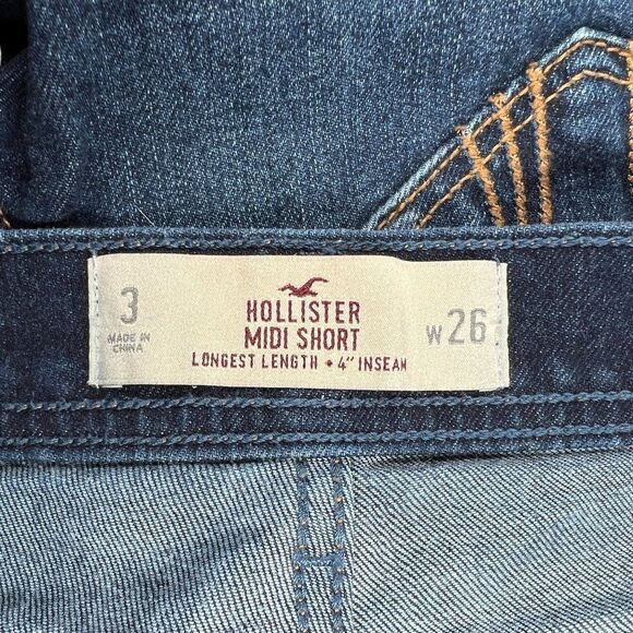 Hollister‎ Women's Dark Wash Denim Midi Shorts - Picture 8 of 11